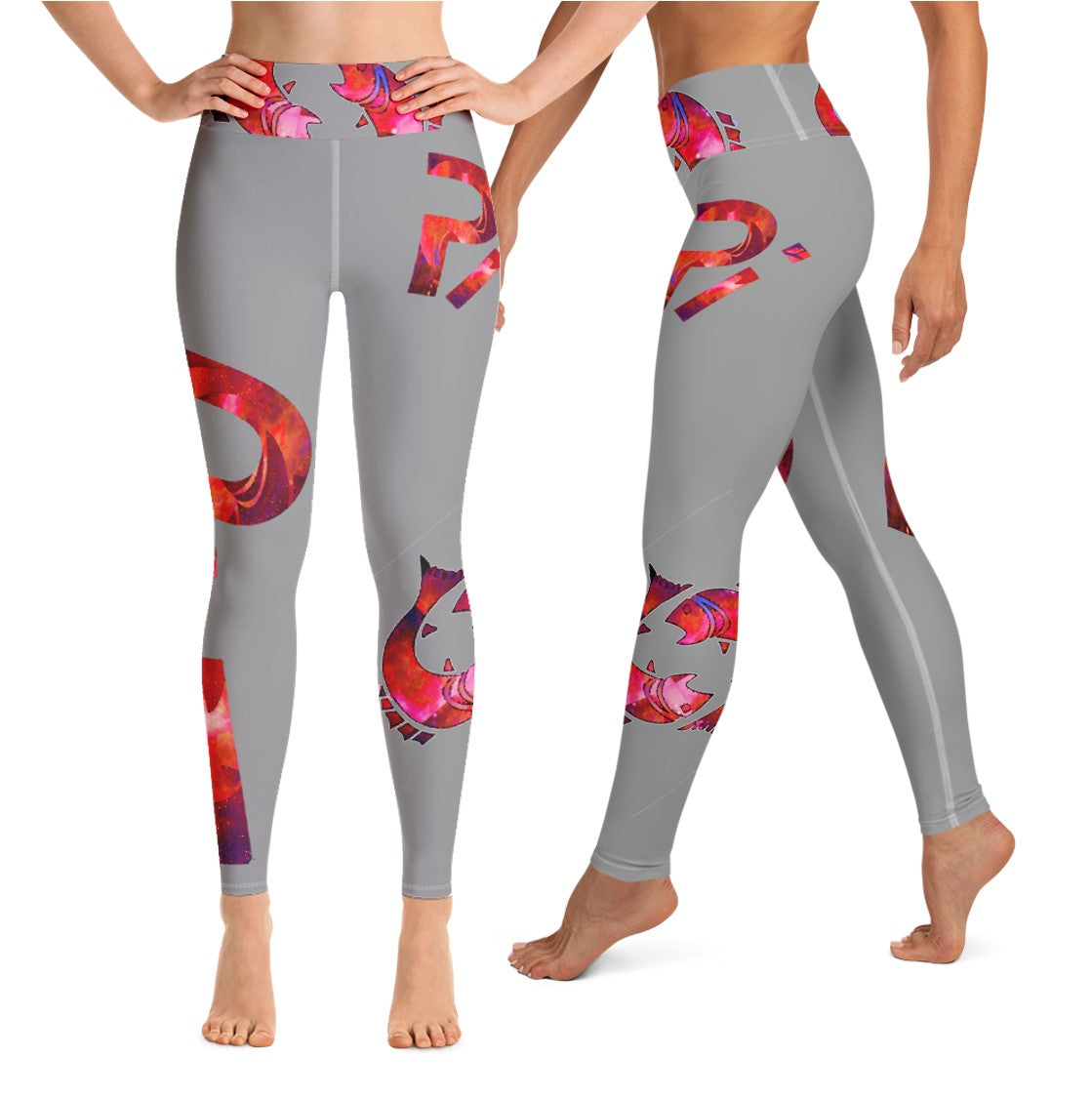 Sun Sign Pilates Leggings- Pisces. Coral Yoga Running Pants. WickedYo.